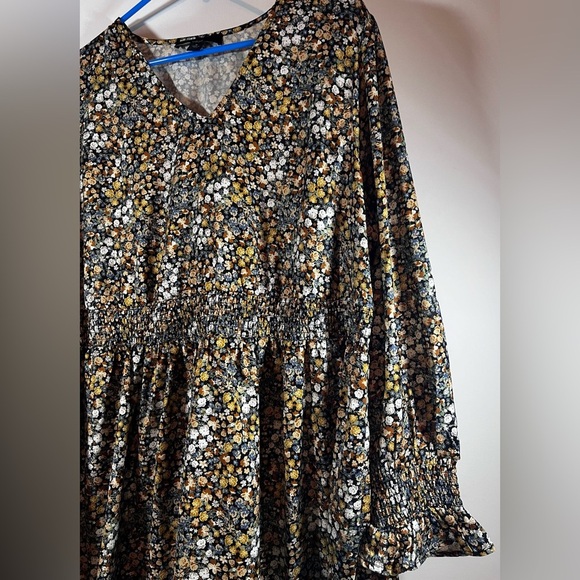 WOMEN’S ELLOS MULTICOLOR FLORAL EMPIRE DRESS RUFFLE HEM SIZE 18 - Picture 2 of 10